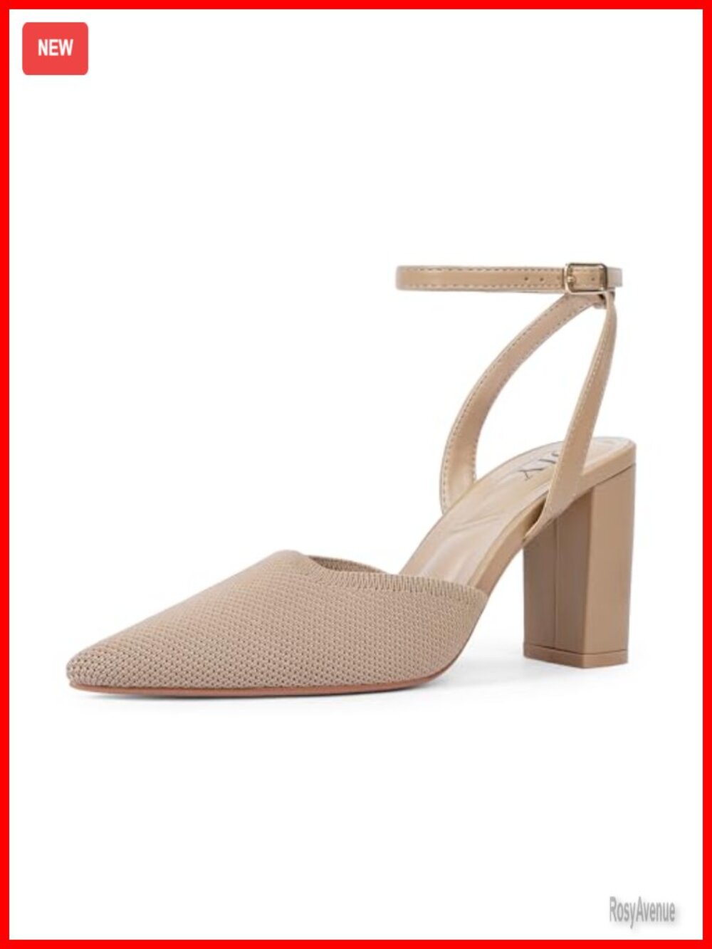 QIY Women's Chunky Slingback Block Heel Pointed Toe Pump 3.54in